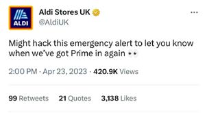 Aldi Stores UK – Emergency Alert Hacked