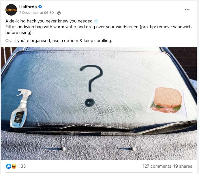 Halfords – De-icing hack