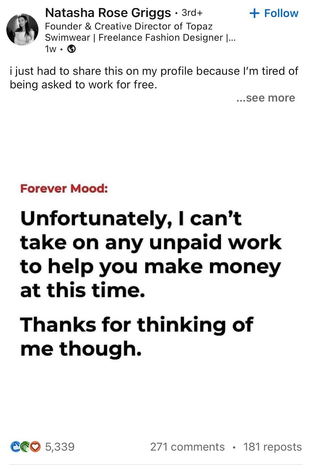 Natasha Rose Griggs – Work for Free