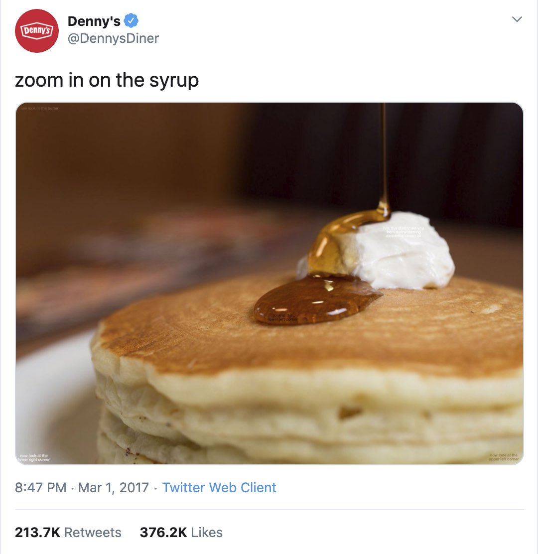 A great social post from Denny's that got 213,000 retweets