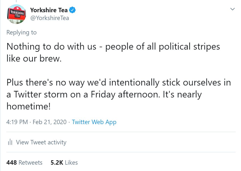 Yorkshire Tea proved that crisis management is easier with a good sense of humour